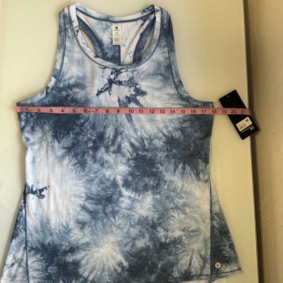 90 Degrees blue tie-dye racerback tank w/ back slit M - Picture 10 of 11